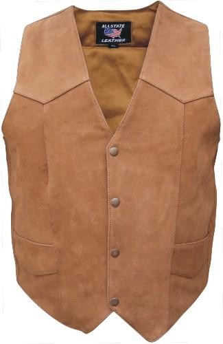 (image for) Men's Brown Plain Buffalo Leather Vest